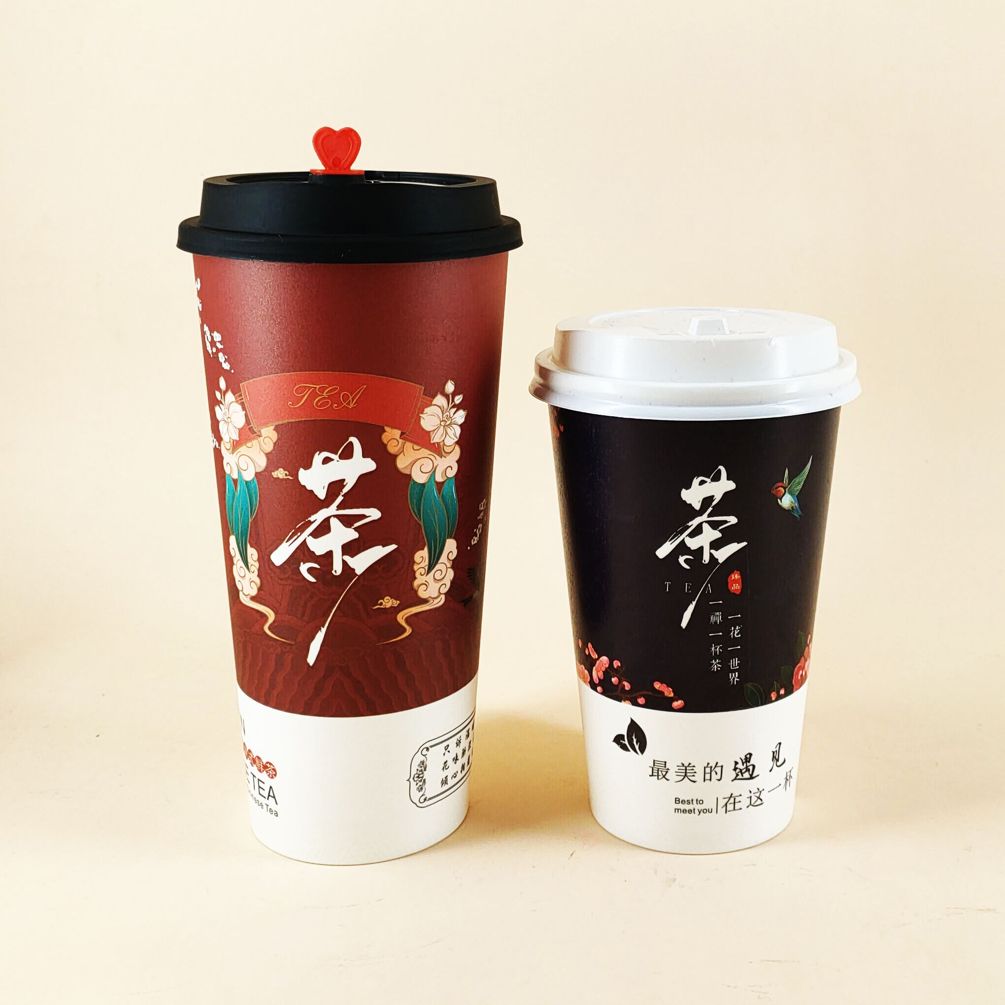 复古古风奶茶茶杯杯子700cc打包一次性加厚纸杯纸杯