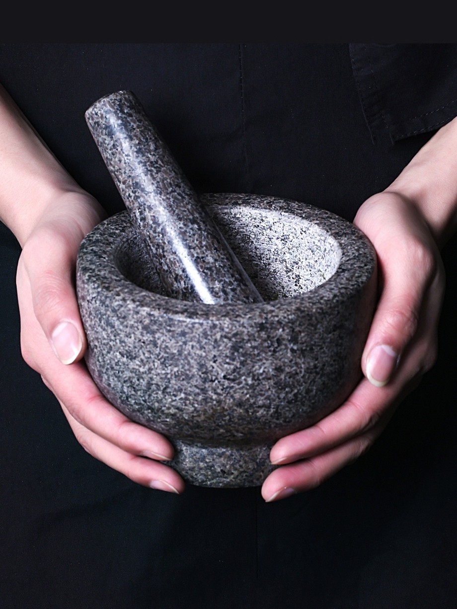 石臼家用天然石捣蒜泥器厨房捣臼手动捣碎器家用研磨器捣蒜器石臼