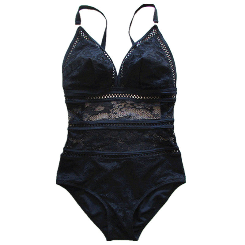 泳衣女连体性感聚拢大胸显瘦遮肚蕾丝镂空比基尼韩国大码温泉泳装