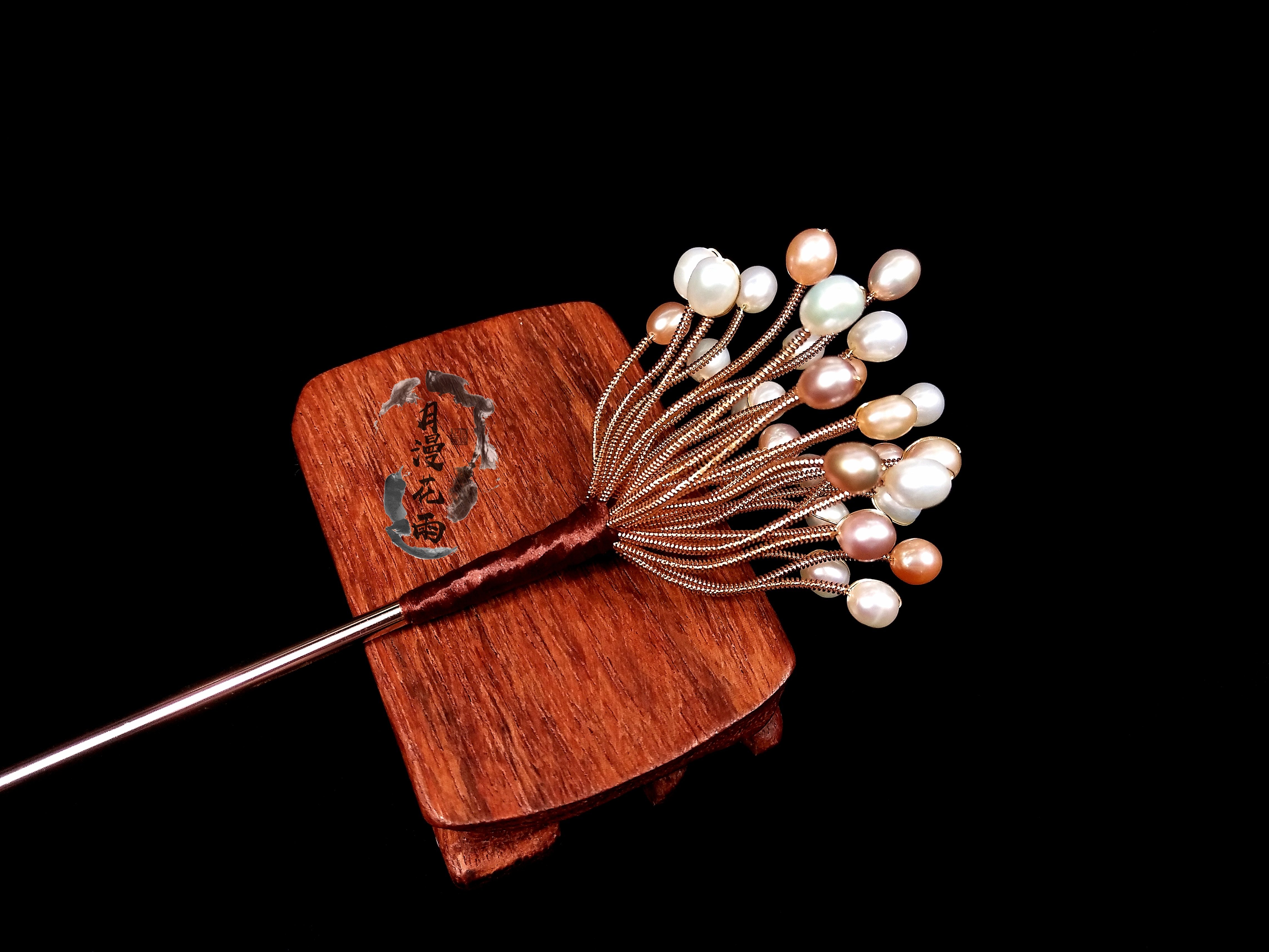 发簪珍珠月漫花雨淡水颤簪颤珠明制汉服发饰发饰