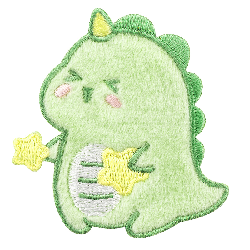 毛绒可爱爱小恐龙刺绣布贴包包switch保护装饰布贴