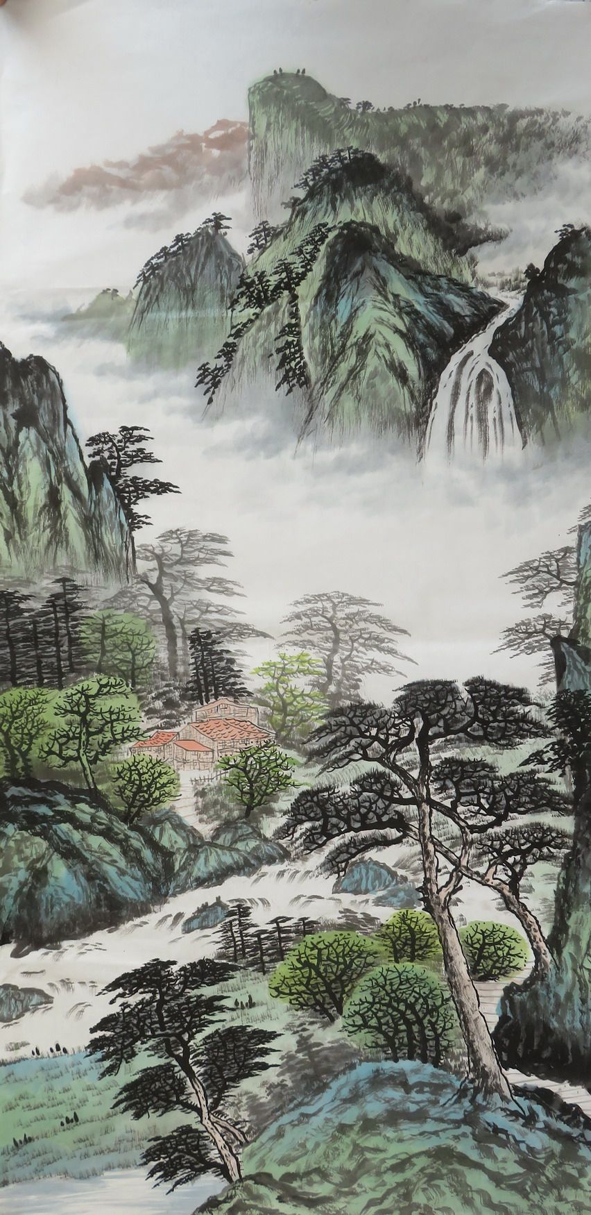 中堂源流源源山水画四尺入户手绘国画装饰走廊国画