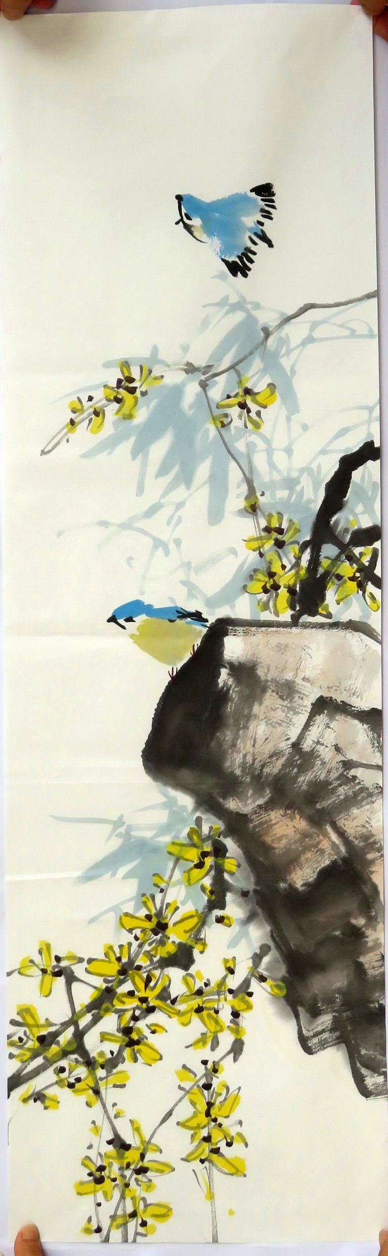 特价96x30厘米国画手绘六尺六开花鸟画鸟语花香mj907190140国画