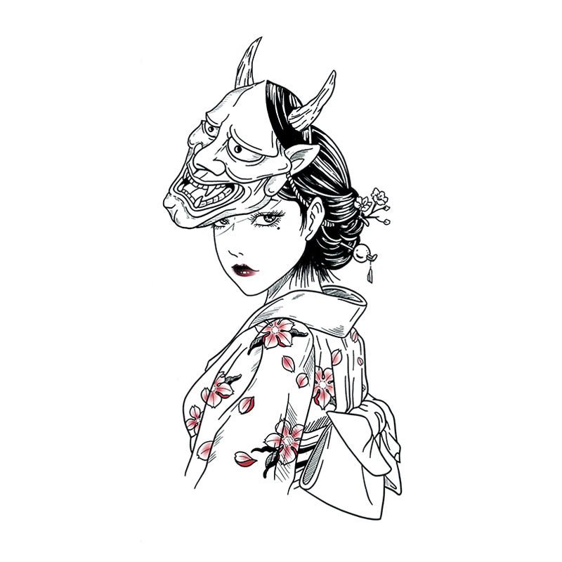 富江少女手绘纹身防水持久性感花臂身体彩妆