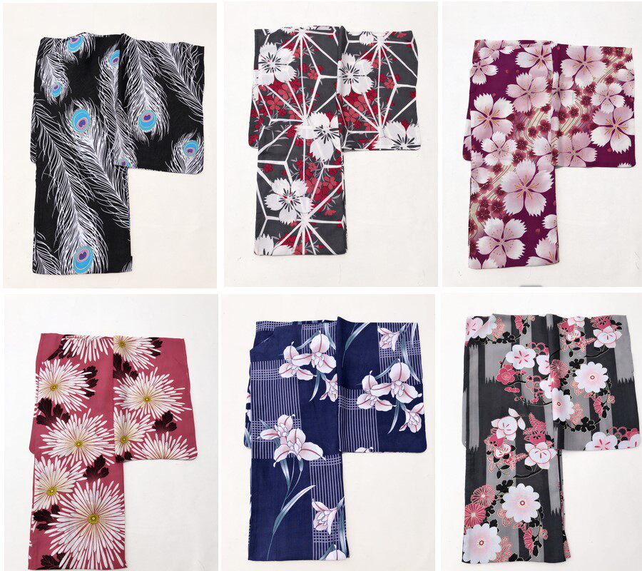 浴衣和服新款涤纶化纤速干可机古典花色日本民族服装