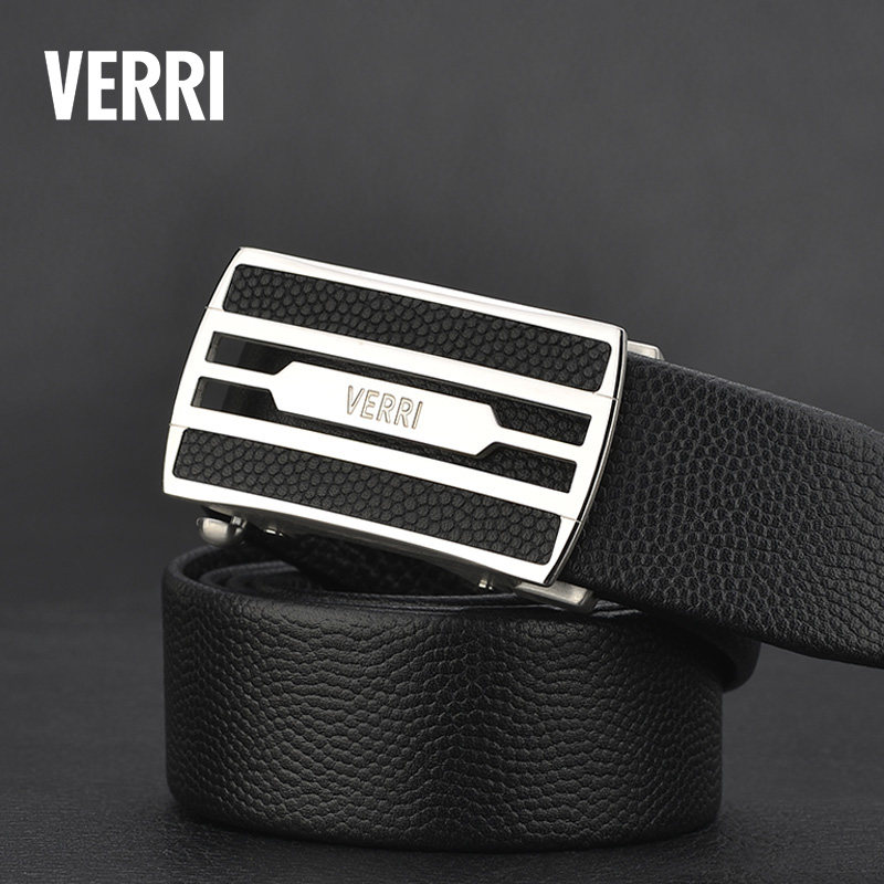 verri皮带真皮商务男士不锈钢自动腰带牛皮新款腰带
