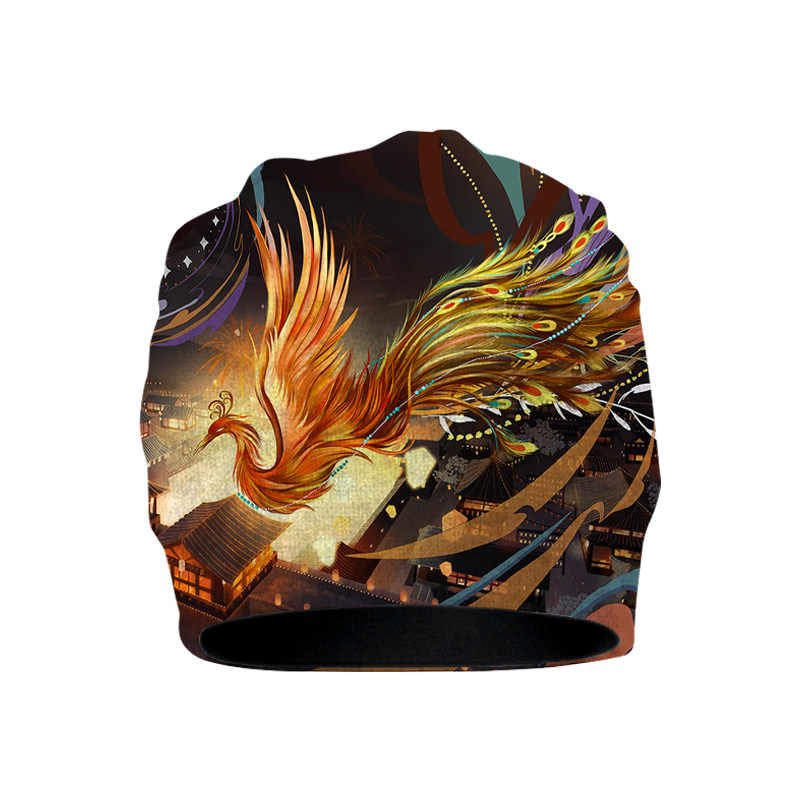 瑞兽神兽凤凰凤鸟喜庆全幅包头帽子男女女儿帽子