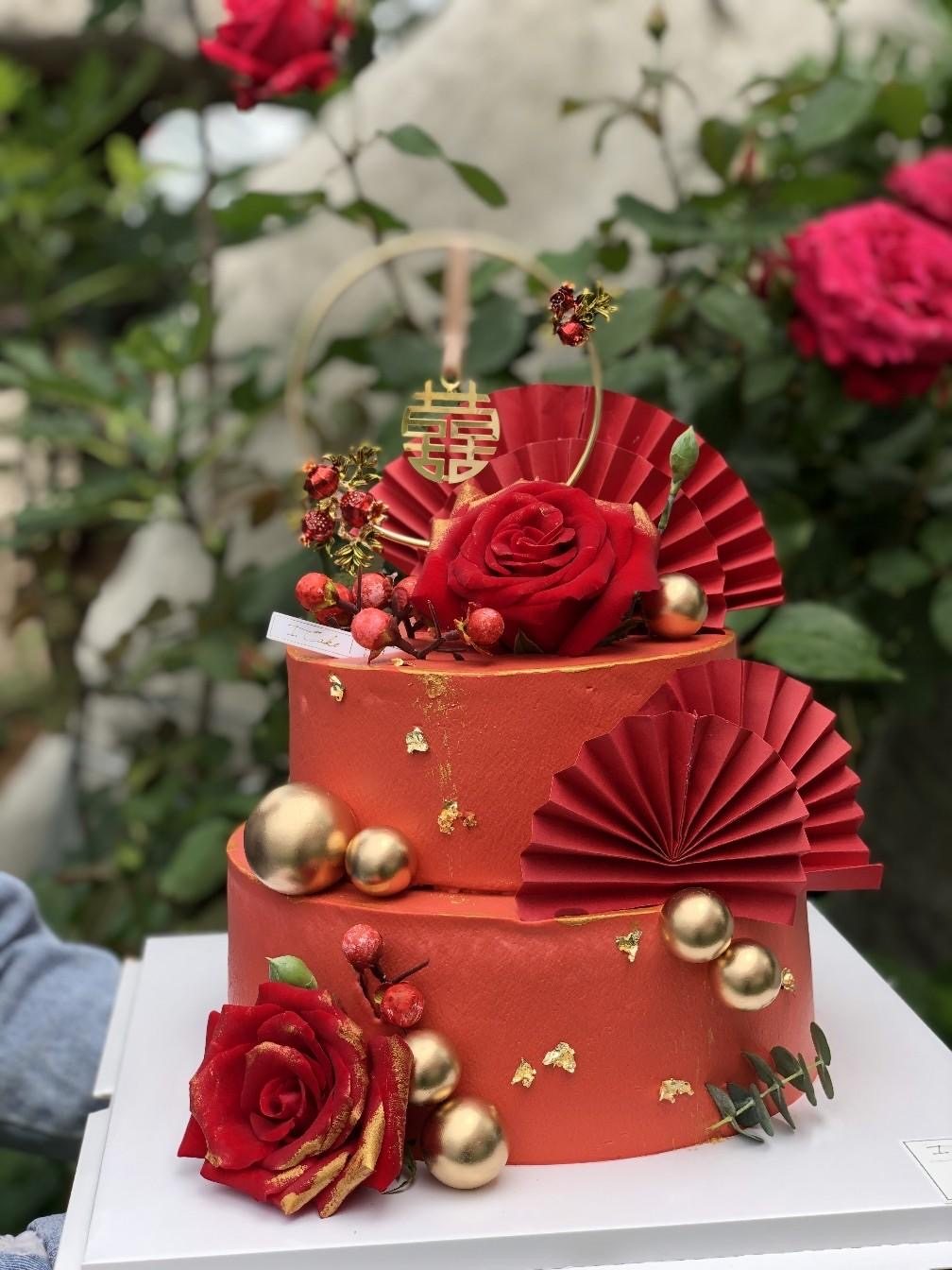 网红复古婚礼结婚鲜花生日蛋糕上海广州深圳同城新鲜蛋糕