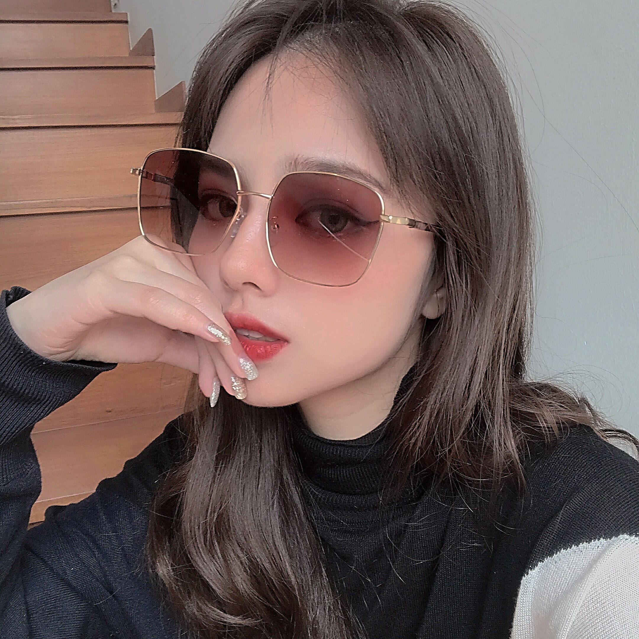 墨镜复古大脸街时尚太阳镜女网网红方框圆脸情侣太阳眼镜