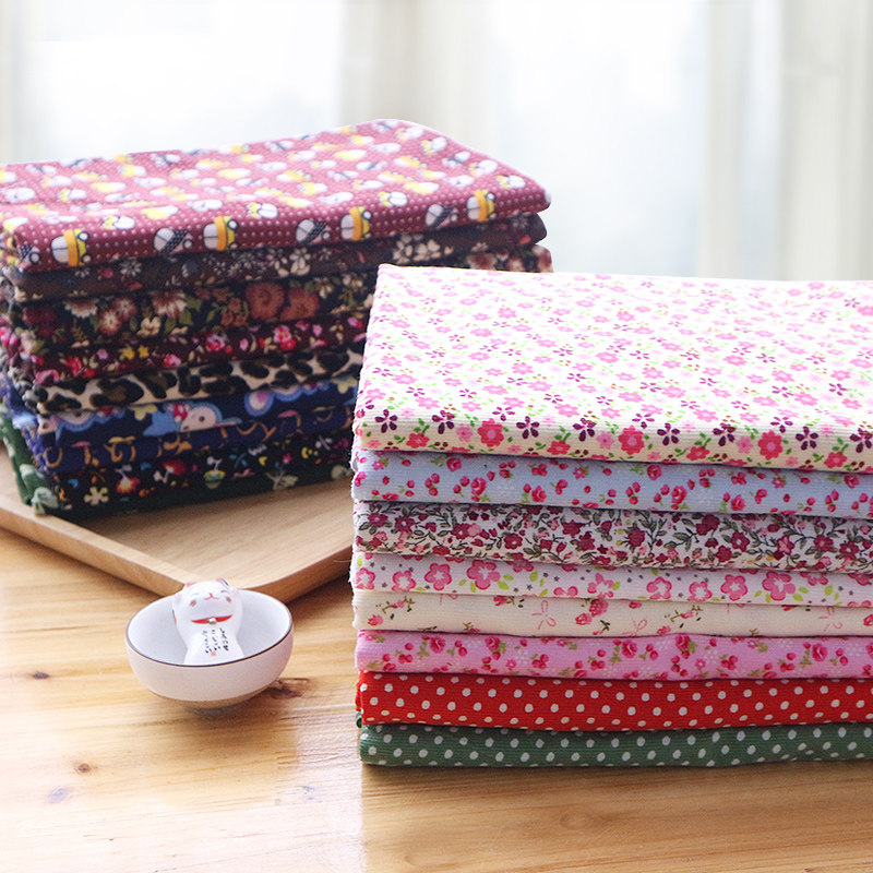 糖果卖花布 碎花灯芯绒全棉细条面料棉衣外套裤子童装手工diy布料