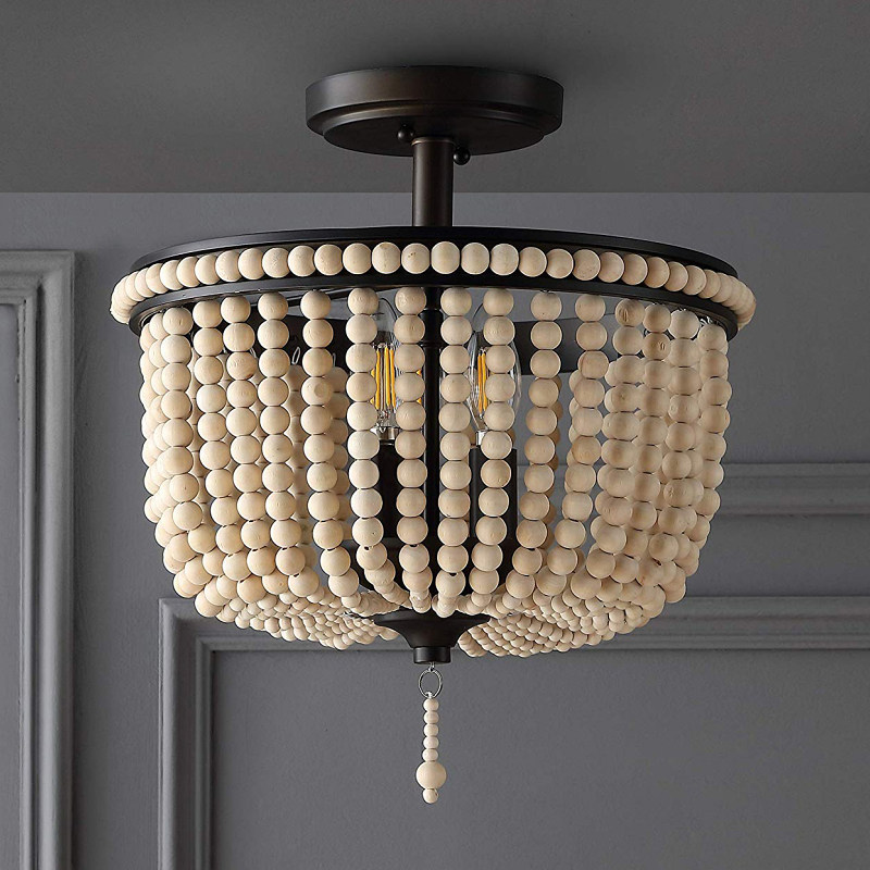 复古吸顶灯美式木艺吸顶灯灯乡村铁艺创意灯饰客厅吸顶灯