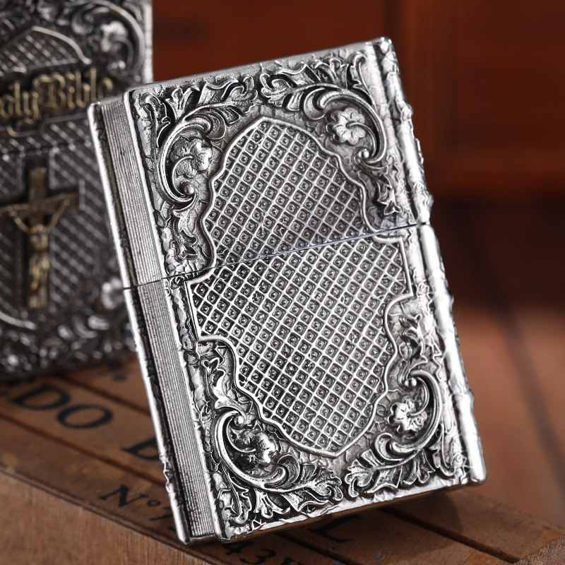 zippo煤油打火机原装芝宝重甲贴章十字架圣经男士zippo