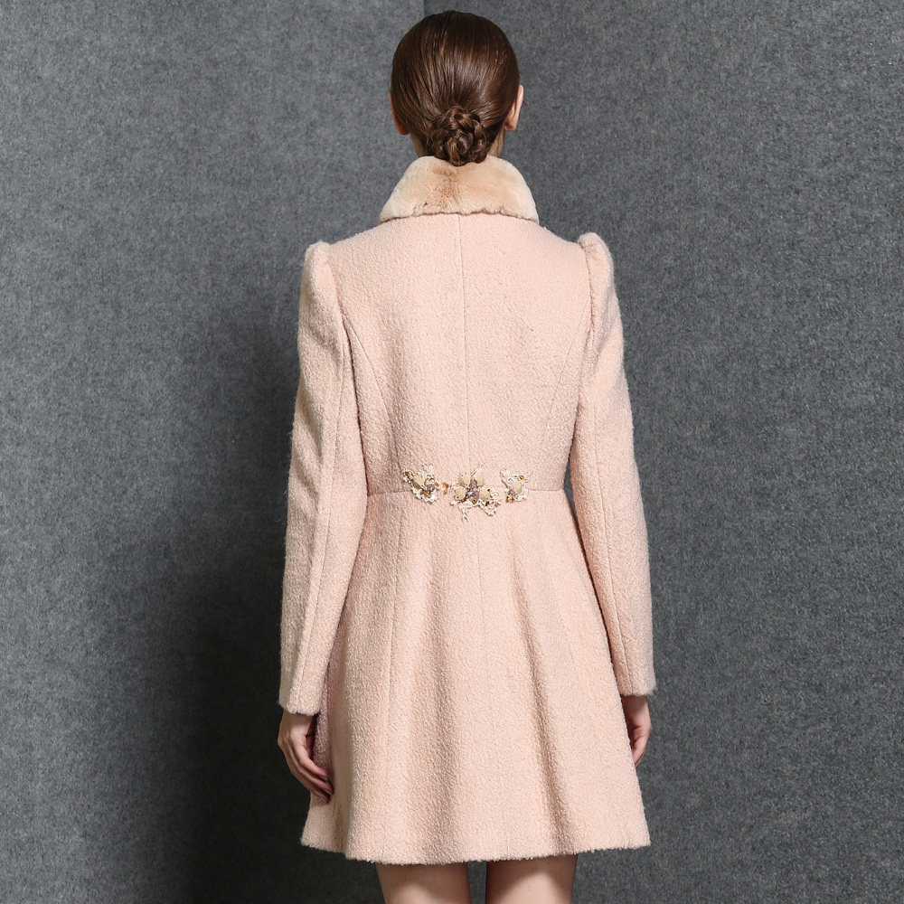 永恒颜色品牌女装冬装中长双排修身毛呢毛呢外套