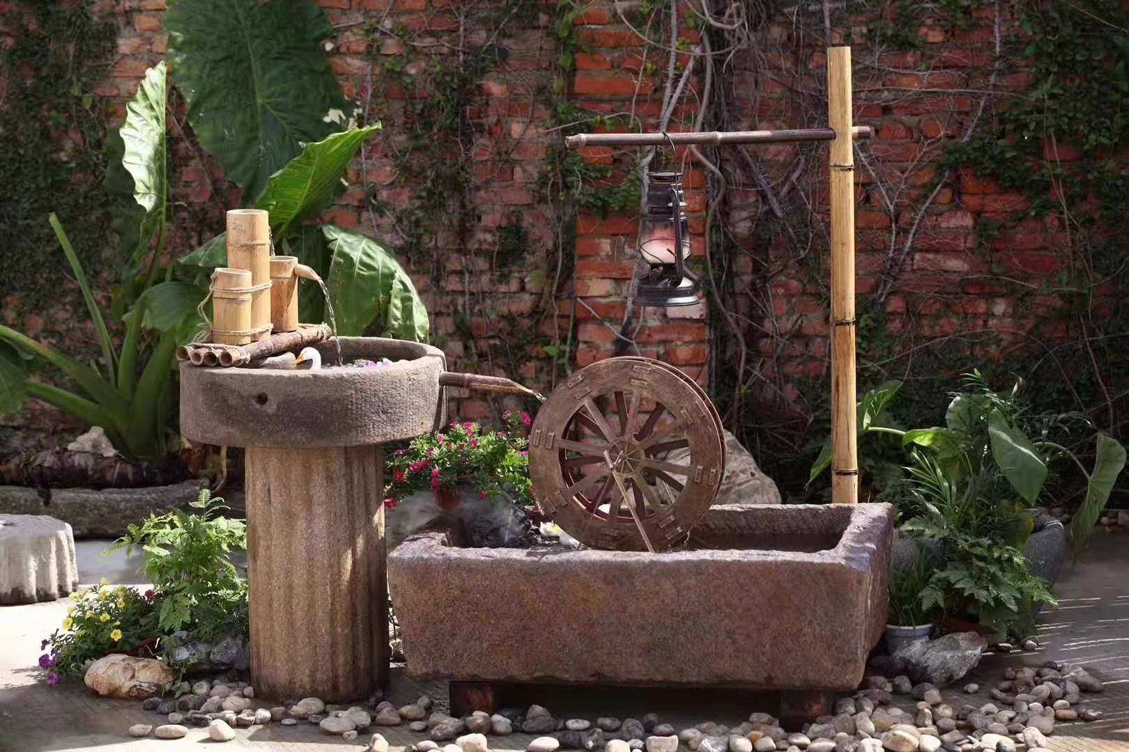 老旧石槽老物件花盆鱼缸庭院景观流水摆件老石石雕