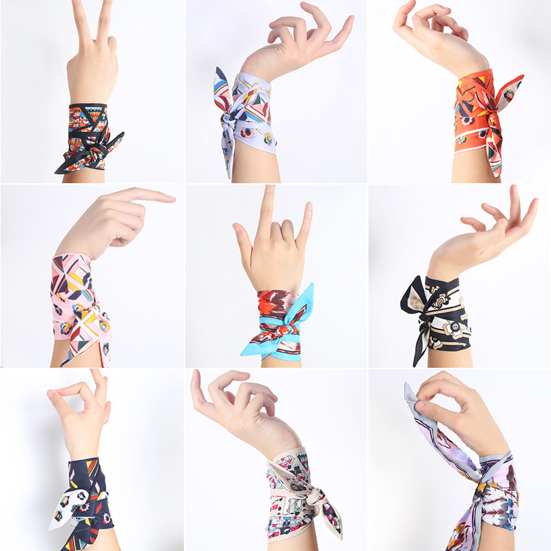 缠绑包包手柄丝带领巾韩国百搭细窄长条小丝巾女装饰手腕chic发带