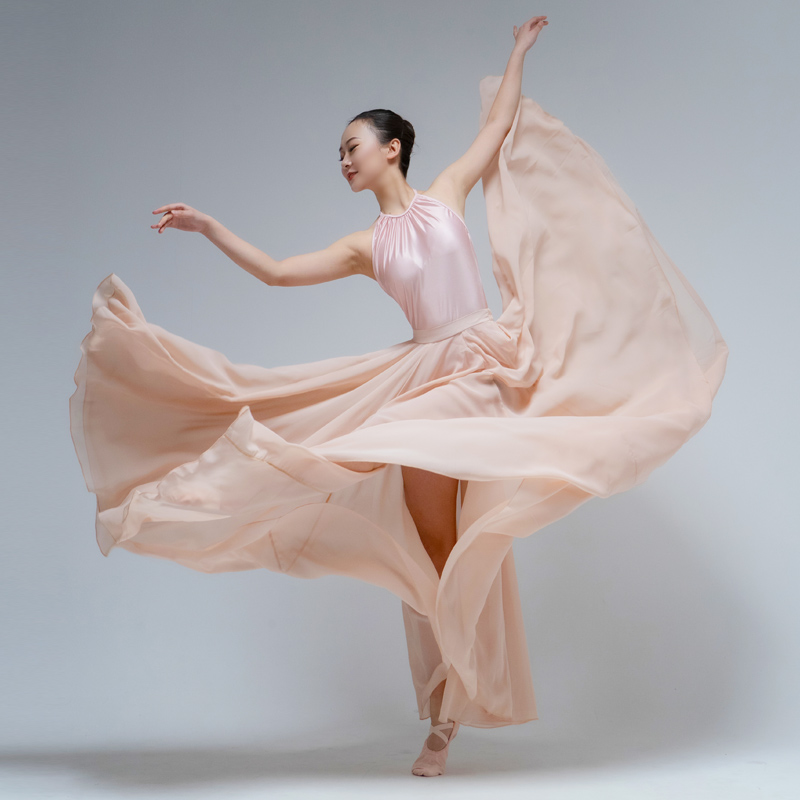 新款雪纺艺术写真长裙芭蕾舞裙摆纺纱飘逸现代服装民族服装