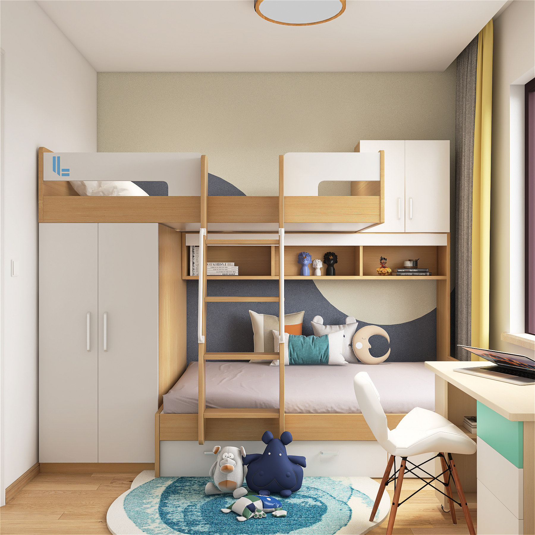 交错错式高低床子母床地中海上下床儿童双层简约高低