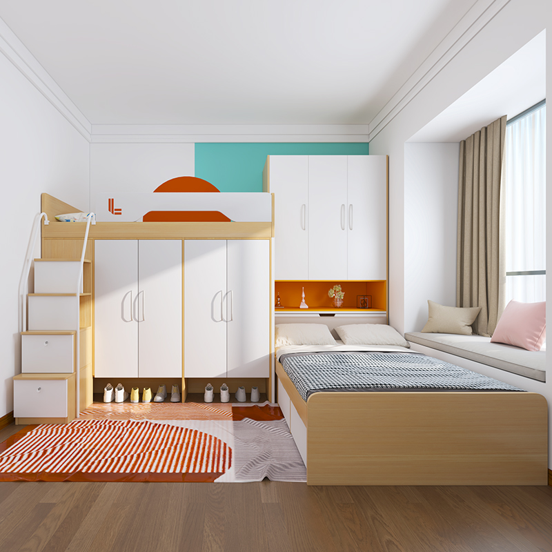 交错错式榻榻米衣柜柜子高低床儿童床上下床小户高低