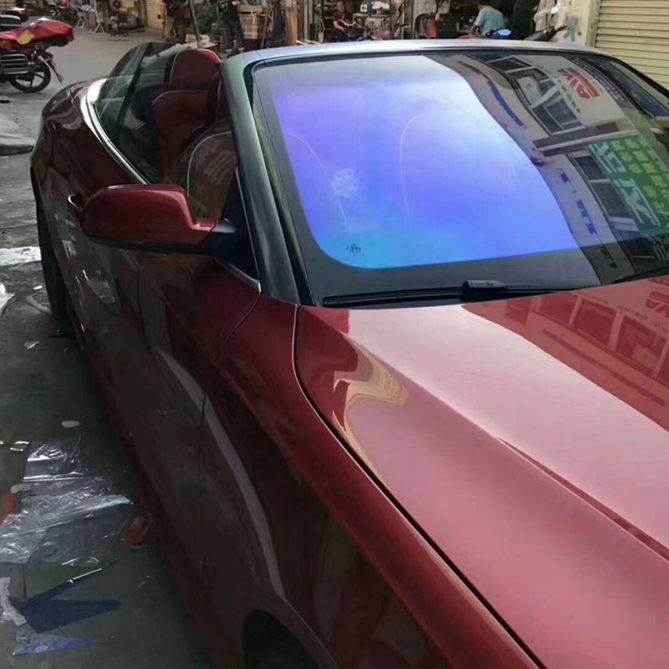 汽车太阳膜变色膜炫彩紫光蓝色妖姬防爆膜隔热膜汽车玻璃贴膜批发