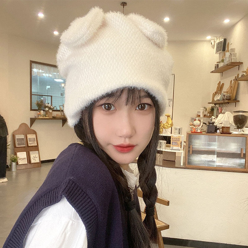 网红痞幼同款毛绒帽子秋冬套头保暖显脸百搭帽子