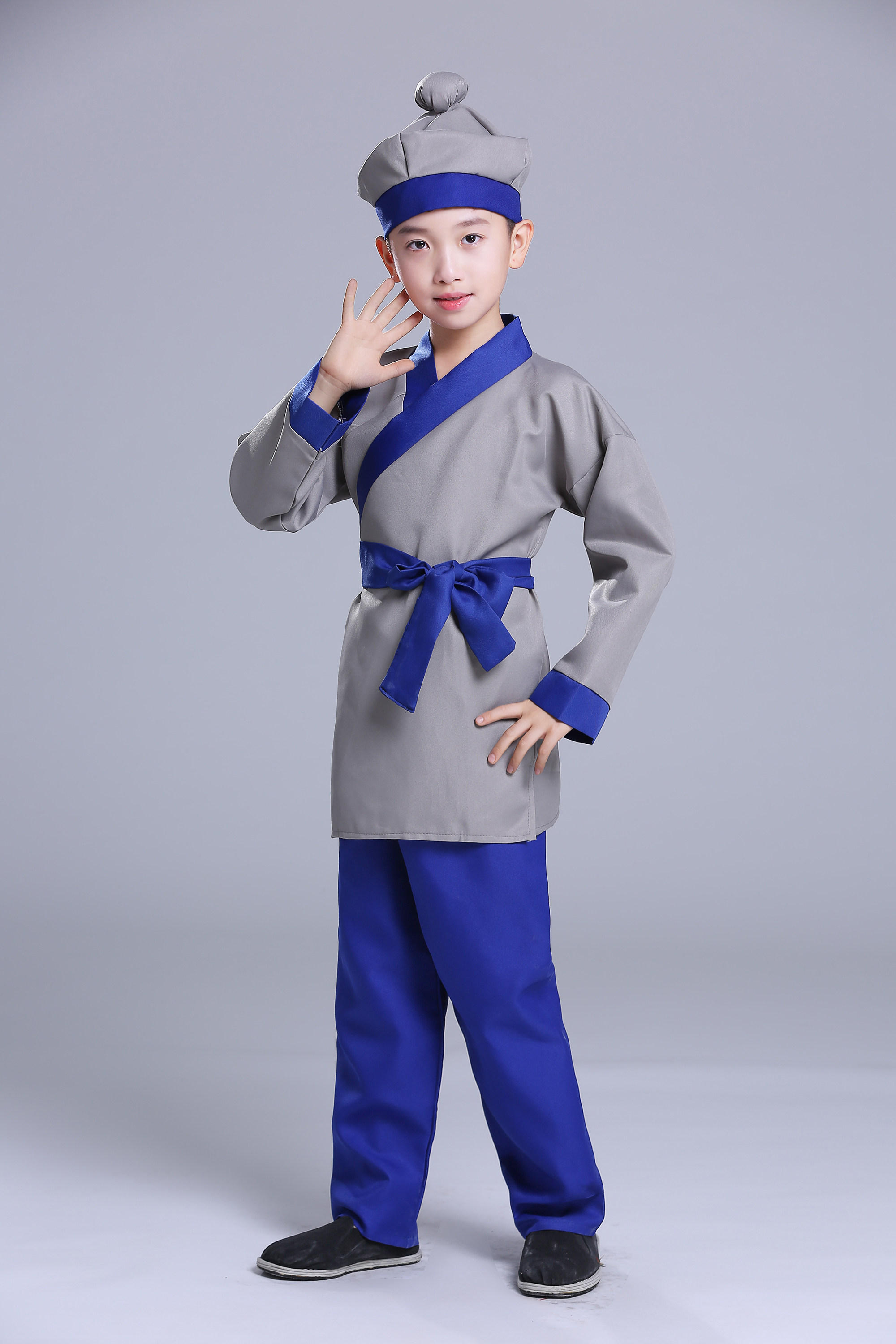 书童古装小要童国学启蒙表演服古代农民书生服装话剧店小二服成人