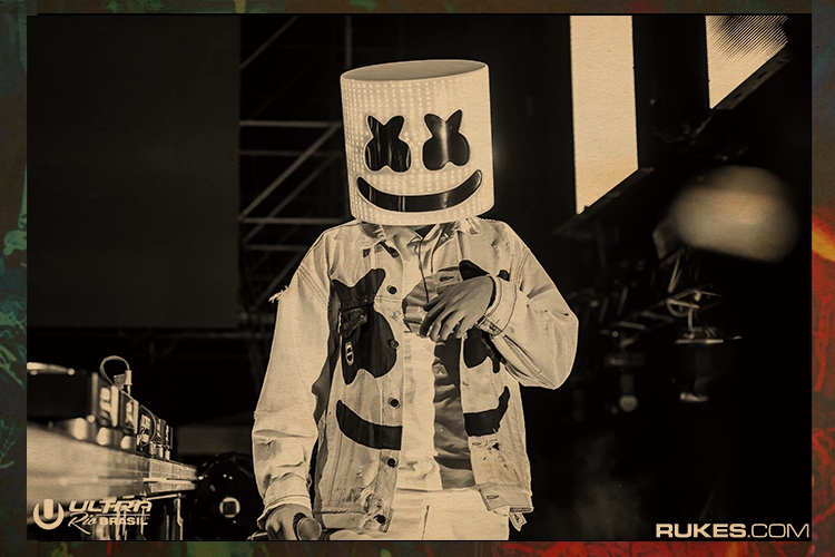 marshmello 棉花糖 海报欧美电子舞曲dj复古牛皮装饰画墙贴壁画