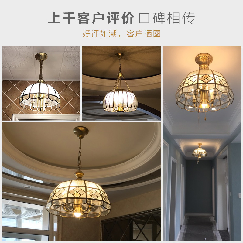 欧式全铜吊灯餐厅吊灯现代简约美式吊灯复古卧室灯饰轻奢玄关灯具 - 图2
