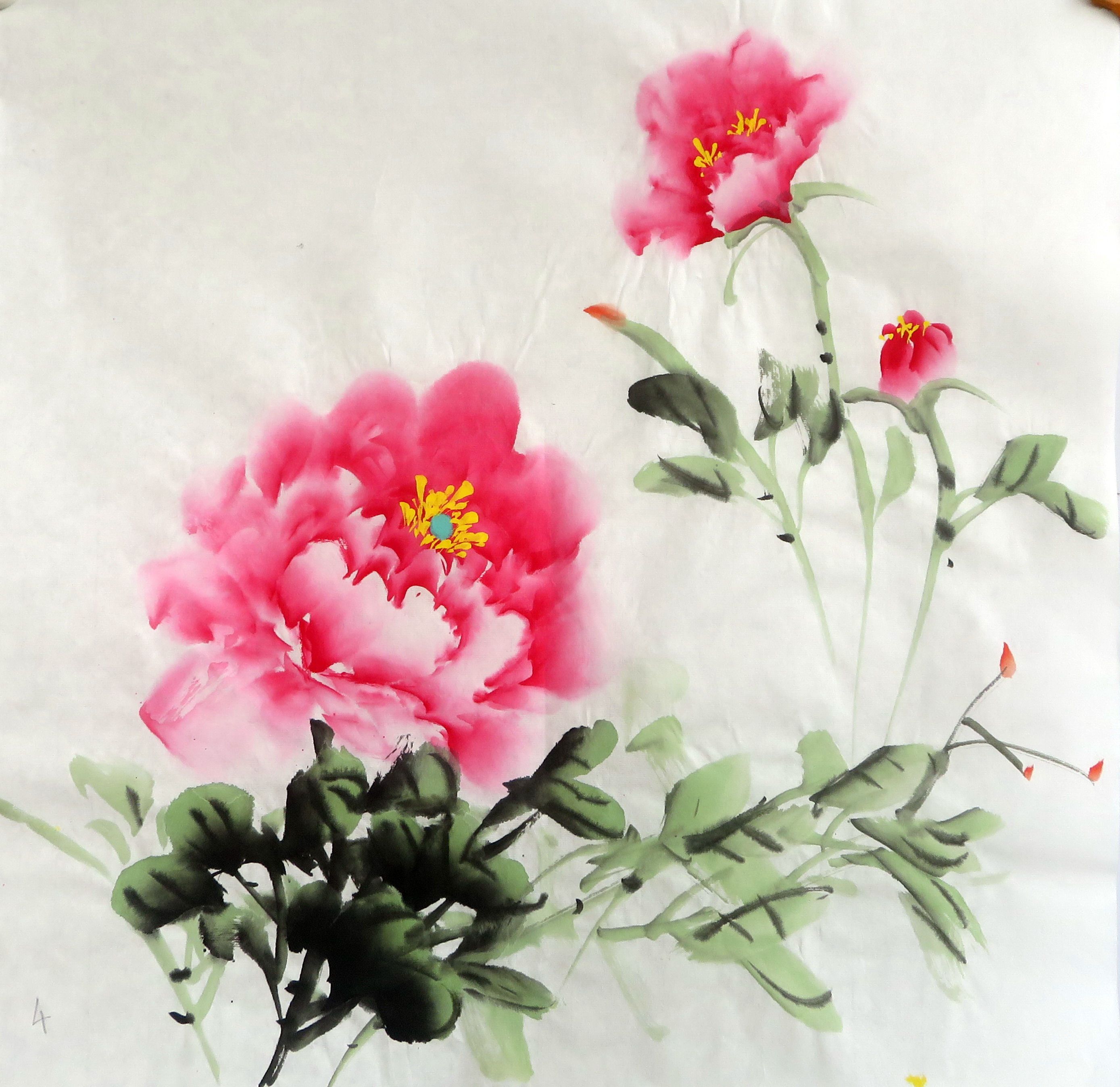 花开富贵牡丹斗方三尺花鸟画手绘挂画国画装饰特价国画