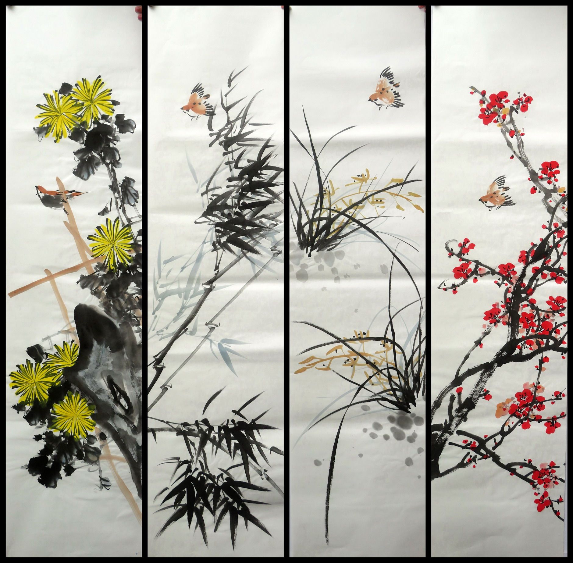 墨锦轩特特价精美装饰国画条幅手绘梅兰竹菊套画国画