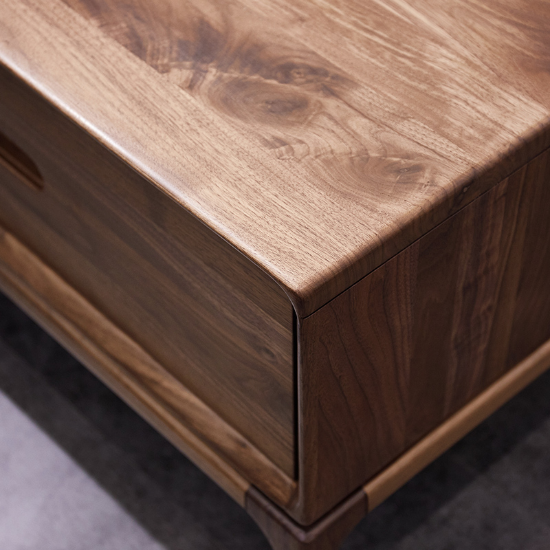 北美黑胡桃木茶几桌北欧意式轻奢实木客厅家具家用原木茶几大尺寸