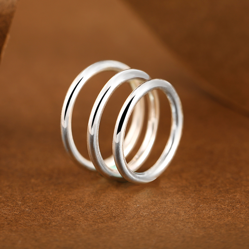 梦祥银925纯银戒指女时尚简约个性素圈小众设计尾戒食指戒素戒