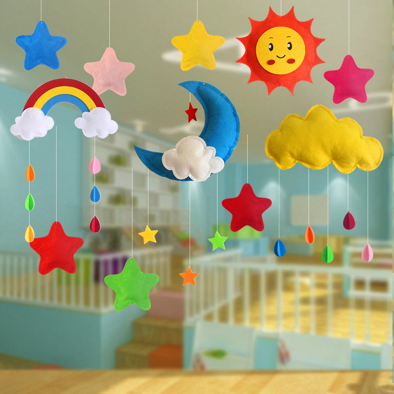 星星儿童挂饰吊饰走廊店铺生日幼儿园月亮彩虹空中吊饰