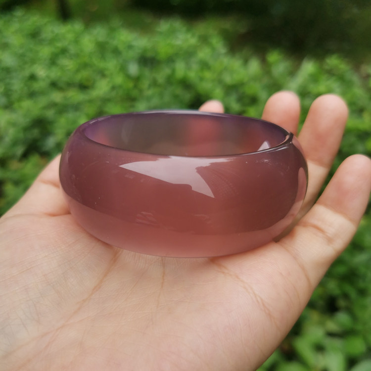 手镯新品天然超宽帝王紫玉紫色加宽轮胎玛瑙手镯