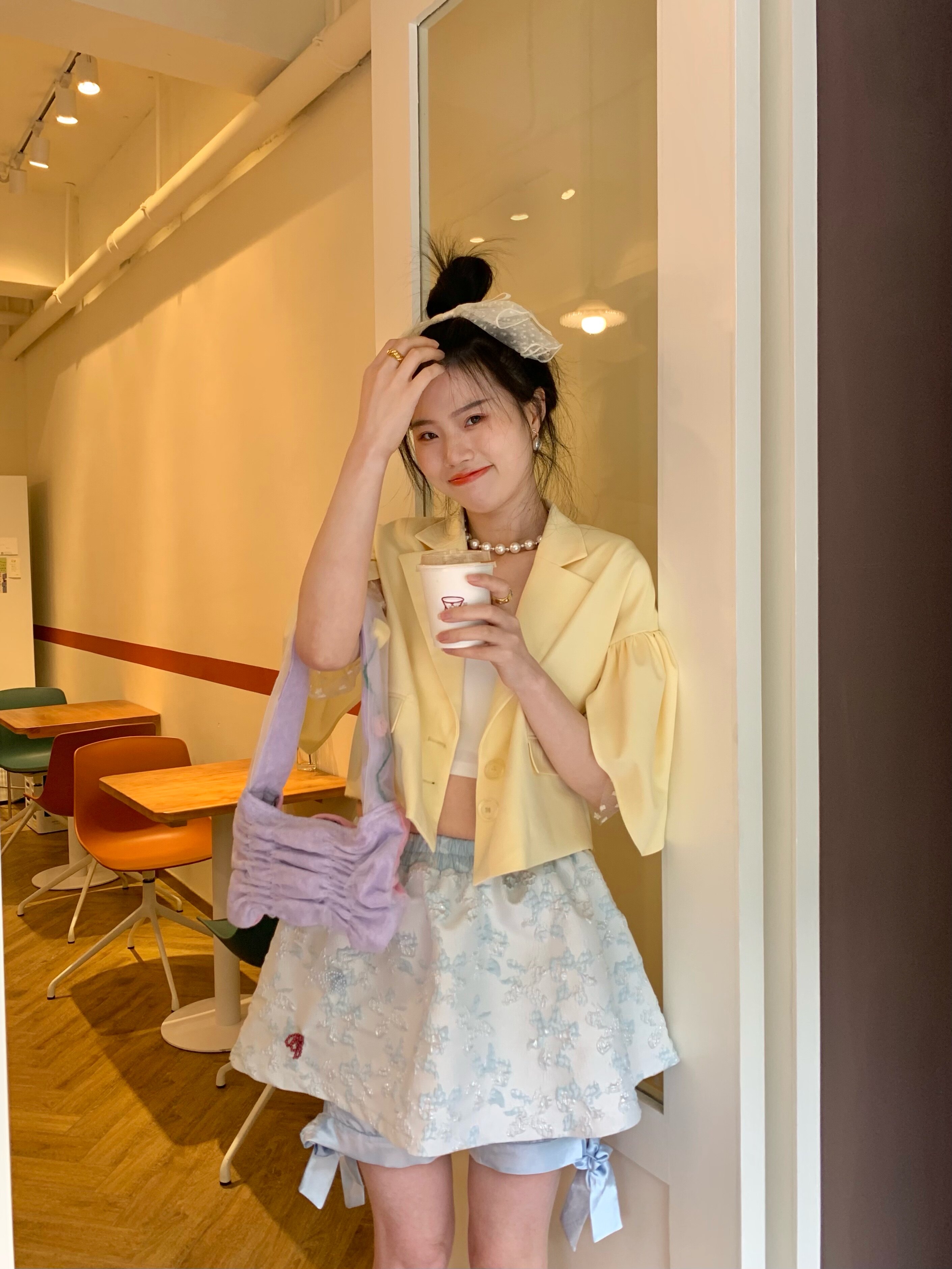liliueyes提花半身裙女夏季高腰两件薄款显瘦少女半身裙
