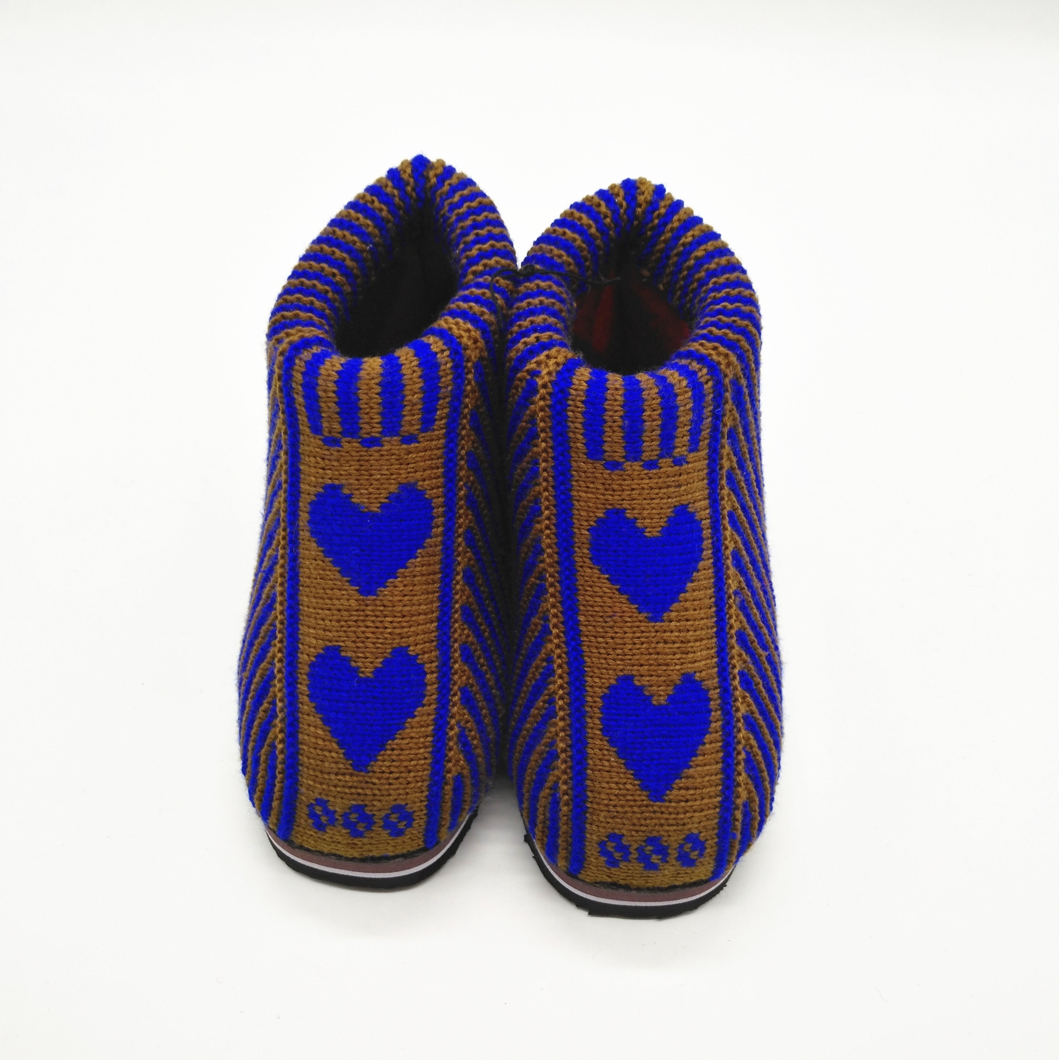 新品冬季居家手工毛线保暖棉鞋中帮防滑耐磨居家棉拖