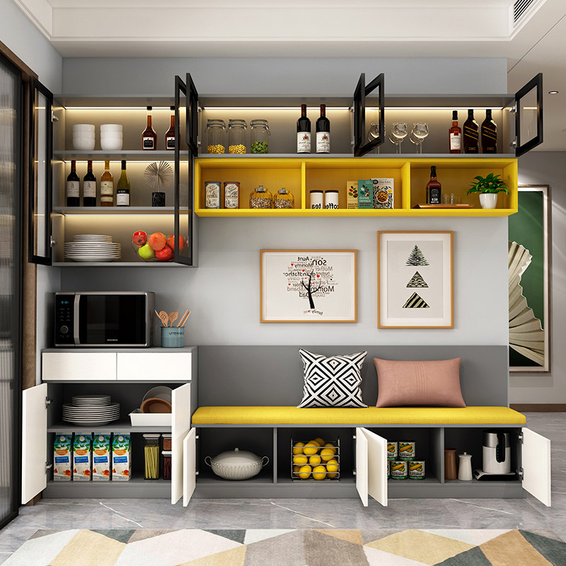 轻奢卡座餐边柜一体靠墙家用小户户型餐厅客厅餐边柜