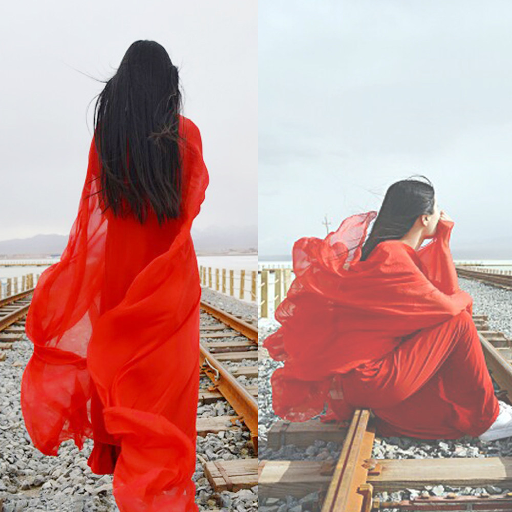 超大纯色雪纺丝巾防晒空调披肩旅游沙滩纱巾围巾