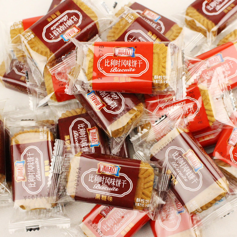 散称酥性饼干黑糖焦糖风味代餐小吃利拉比利时风味饼干1kg整箱装