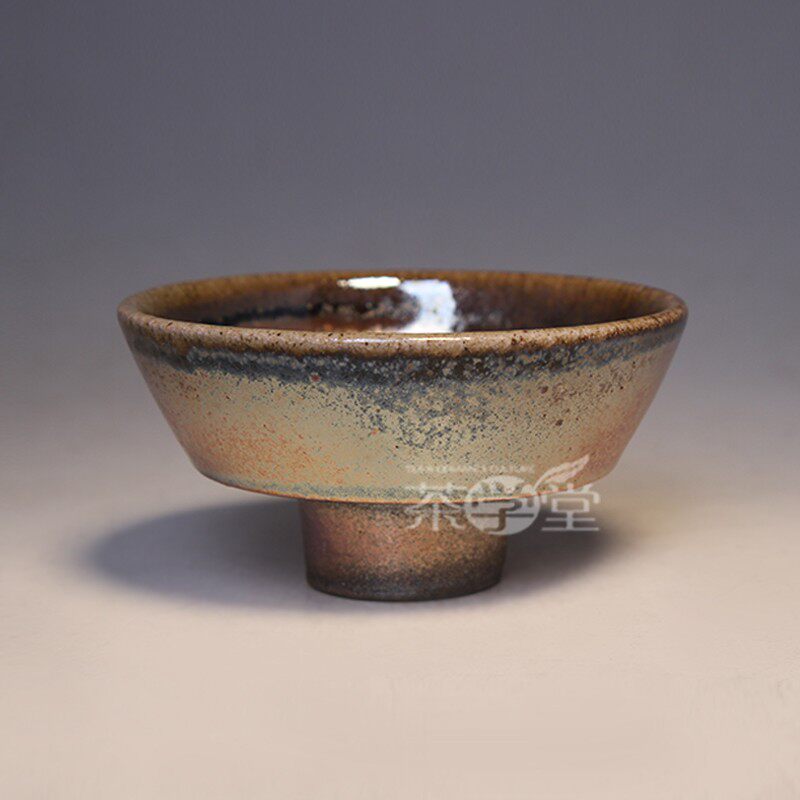 台湾烧弄陶瓷光泽金属茶杯柴窑月杯窑柴陶艺家茶杯
