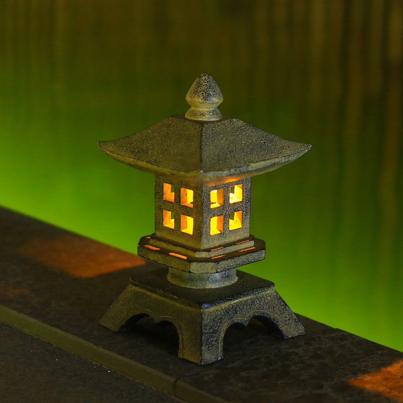 日式庭院庭院灯灯塔送礼桌面摆件太阳能花园民宿摆件