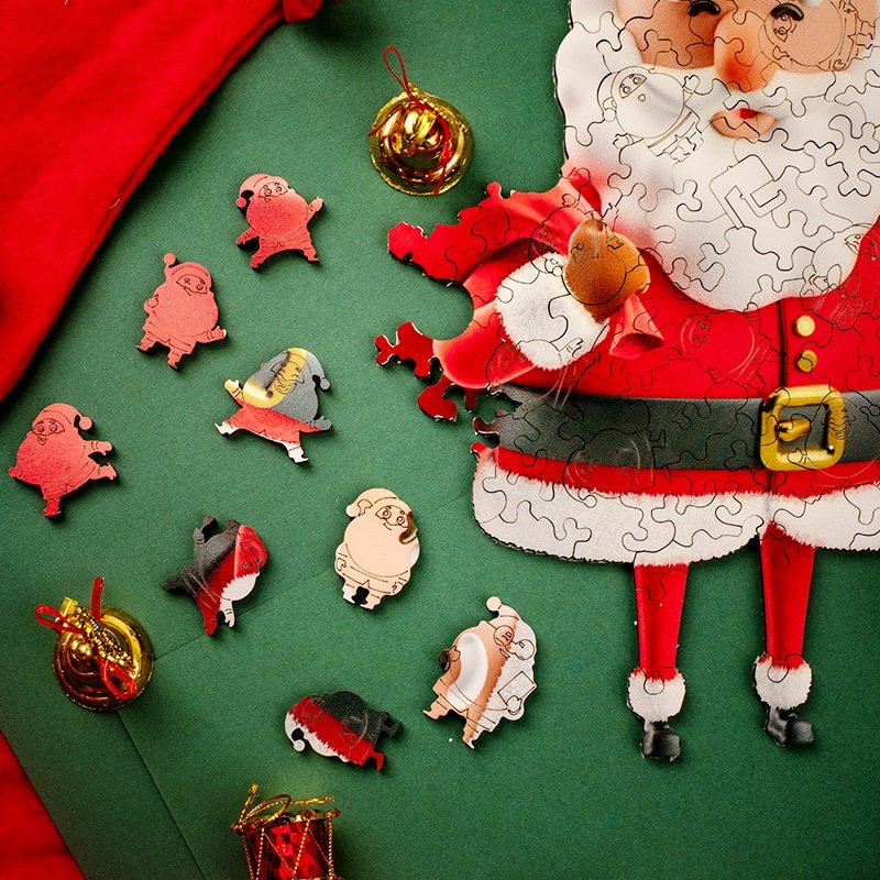 高难度圣诞老人拼图岁以上儿童益智木质拼板超级异形拼图