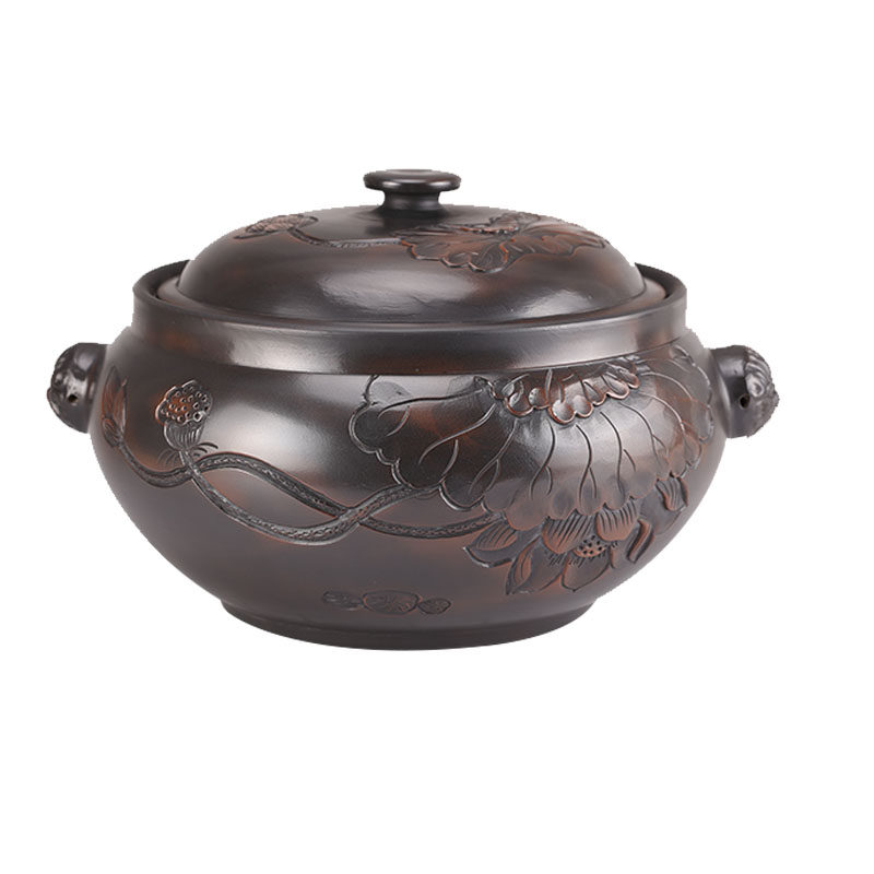 汽锅云南滇宝建水紫陶气锅蒸汽家用吉祥浮雕汽锅