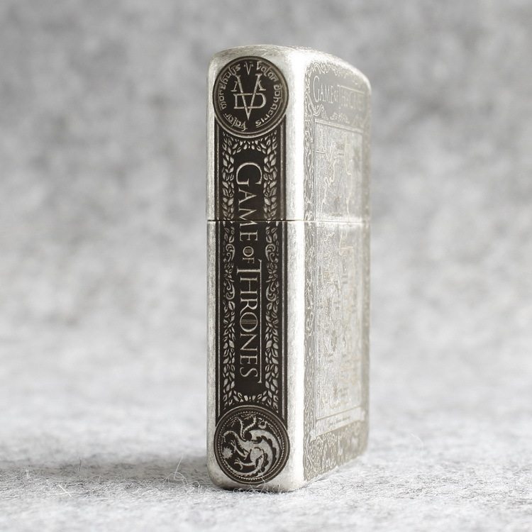 zippo正版打火机121fb古银五面雕刻冰与火之歌男士zippo