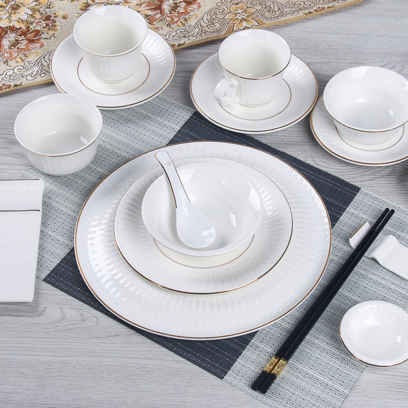 餐具摆台中式饭店陶瓷星级酒店烟缸茶杯碗碟骨碟套盘