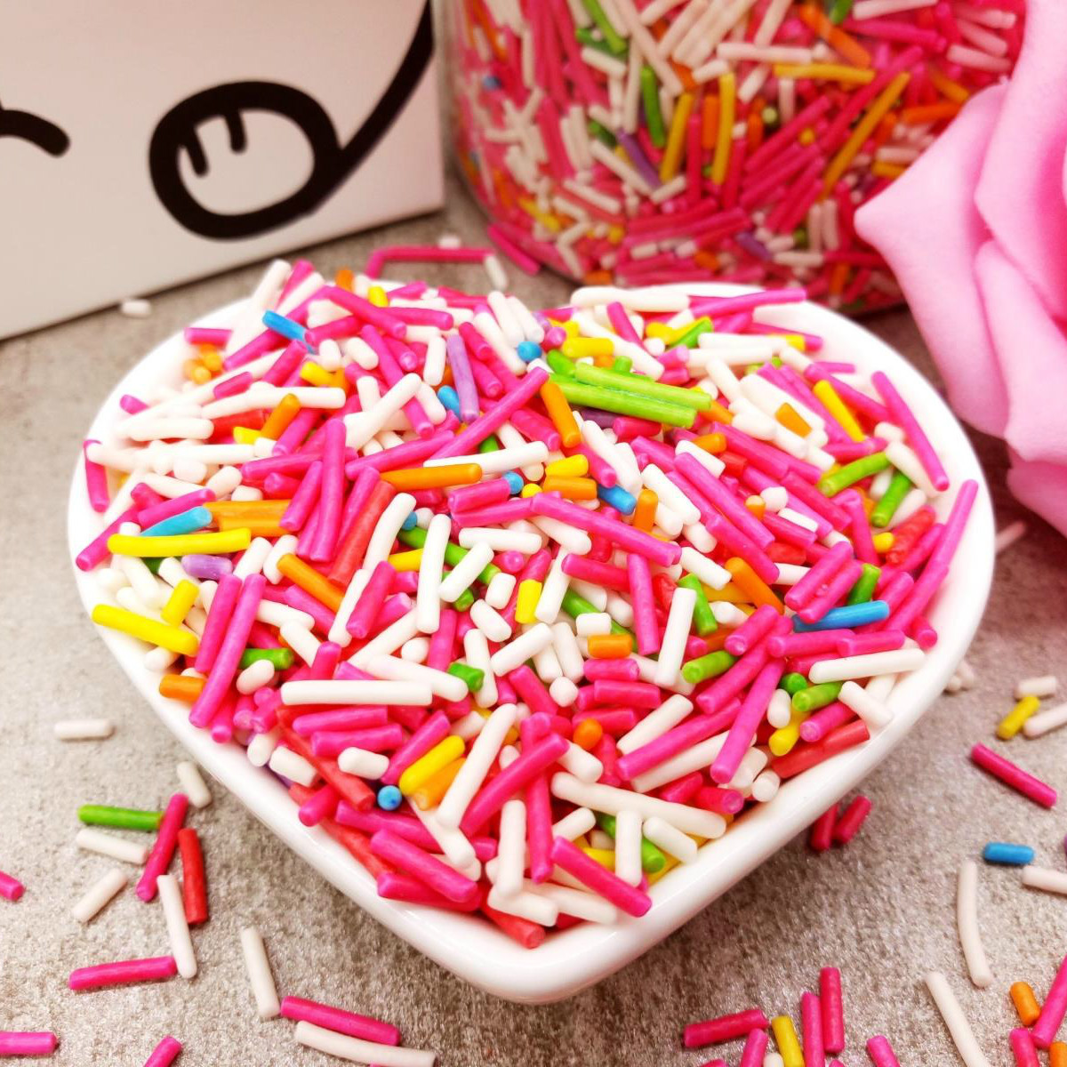 针糖彩色心形星星巧克力针彩糖针糖珠冰淇淋彩糖传统糖果