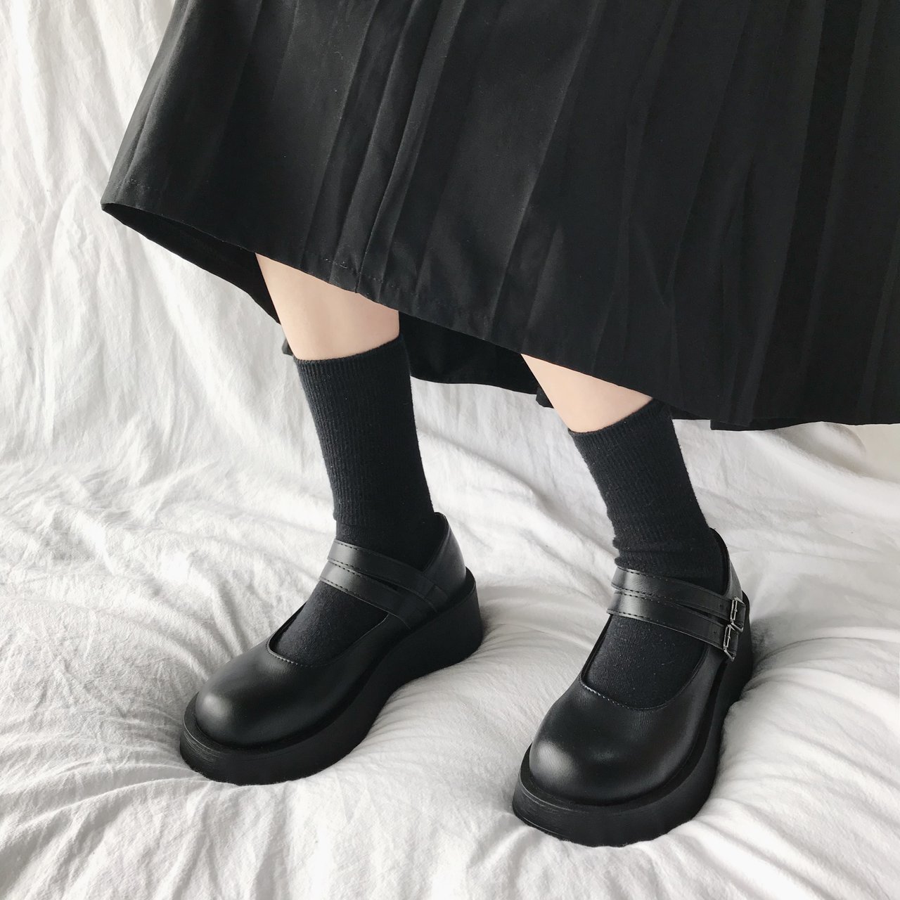 学院跟单高跟单厚底玛丽珍皮鞋松糕制服jk日系单鞋