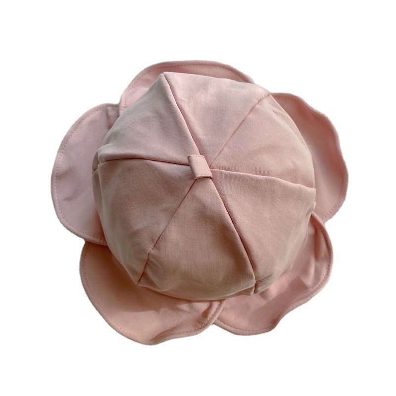 荷花铃兰小花帽女国潮可爱好看荷叶褶皱花边帽子