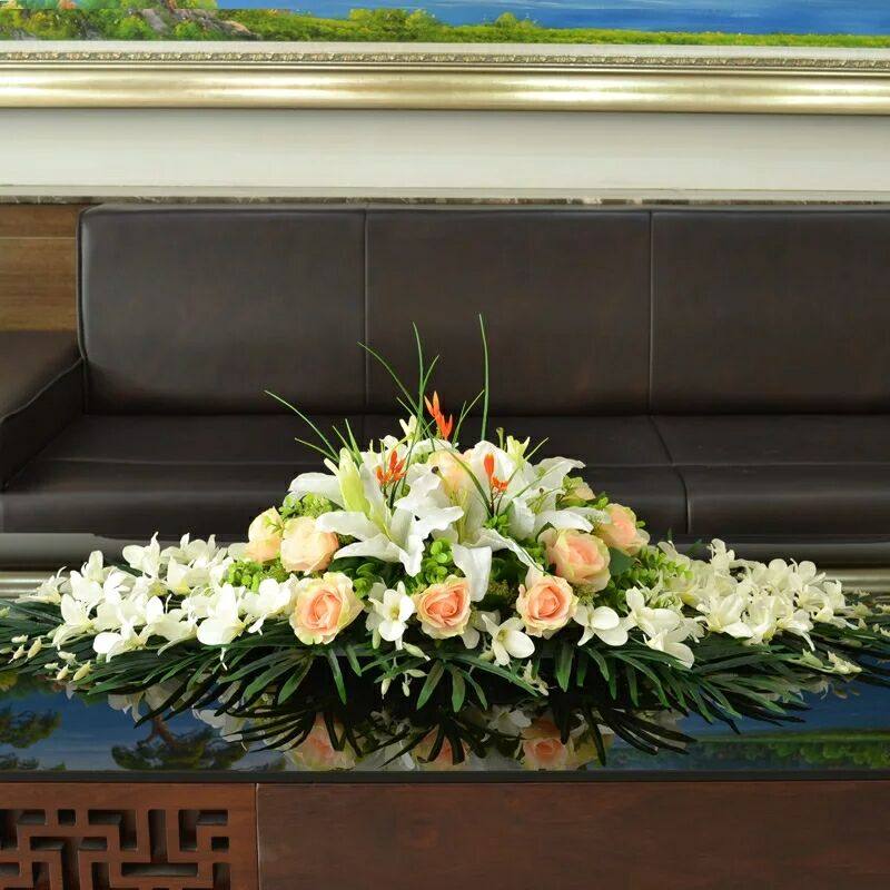 桌花韩式商务香槟百合主题贵阳鲜花速递同城摆台鲜花速递同城