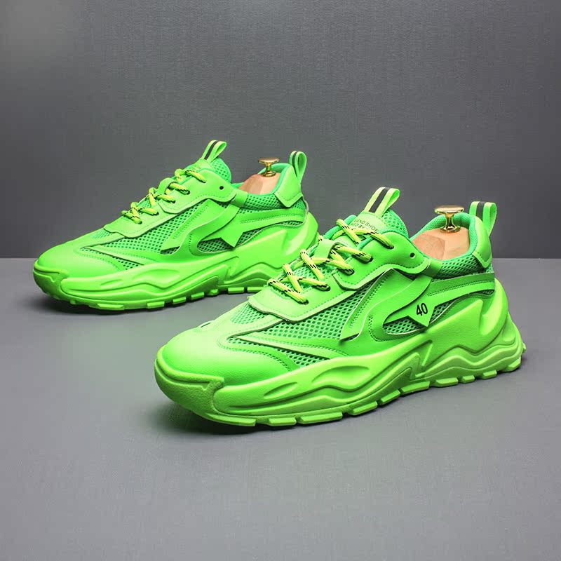 绿色个性男鞋2021年新款潮流夏季透气运动运动休闲时尚休闲鞋