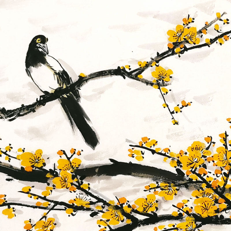 手绘国画花鸟画新中式中式现代简约客厅沙发背景墙挂画国画